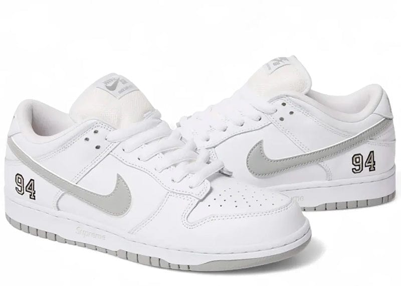 Nike SB Dunk Low Supreme 94 White Metallic Silver