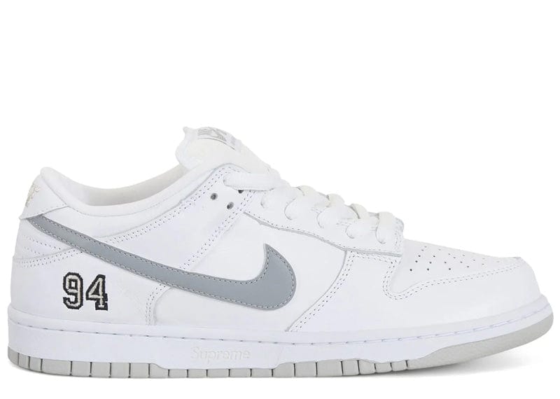 Nike SB Dunk Low Supreme 94 White Metallic Silver